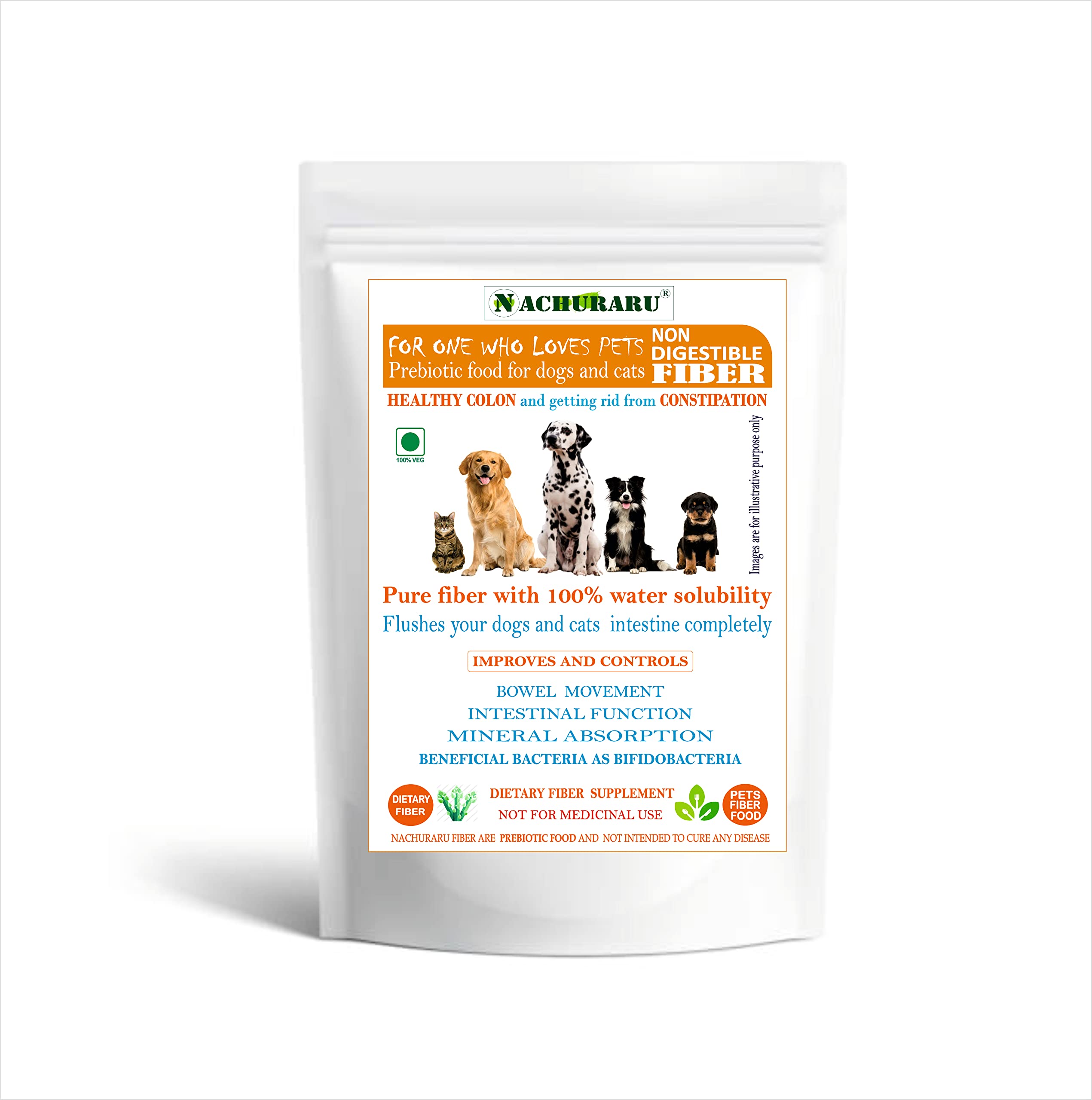 NACHURARU Prebiotic Dietary Pets Food Fiber of Dogs and Cats for Healthy Colon and Relief from Constipation,100g Pack of 1