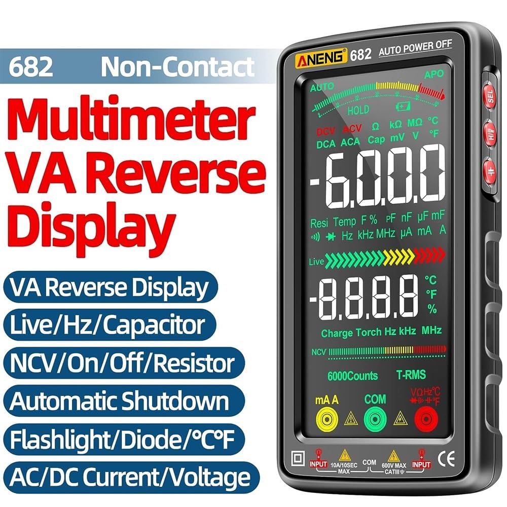 Conta Multimetro digitale LCD di grandi dimensioni Misuratore universale ricaricabile intelligente anti-scottatura VA Tester NCV con schermo inverso con torcia for tensione, corrente, resistenza, capa