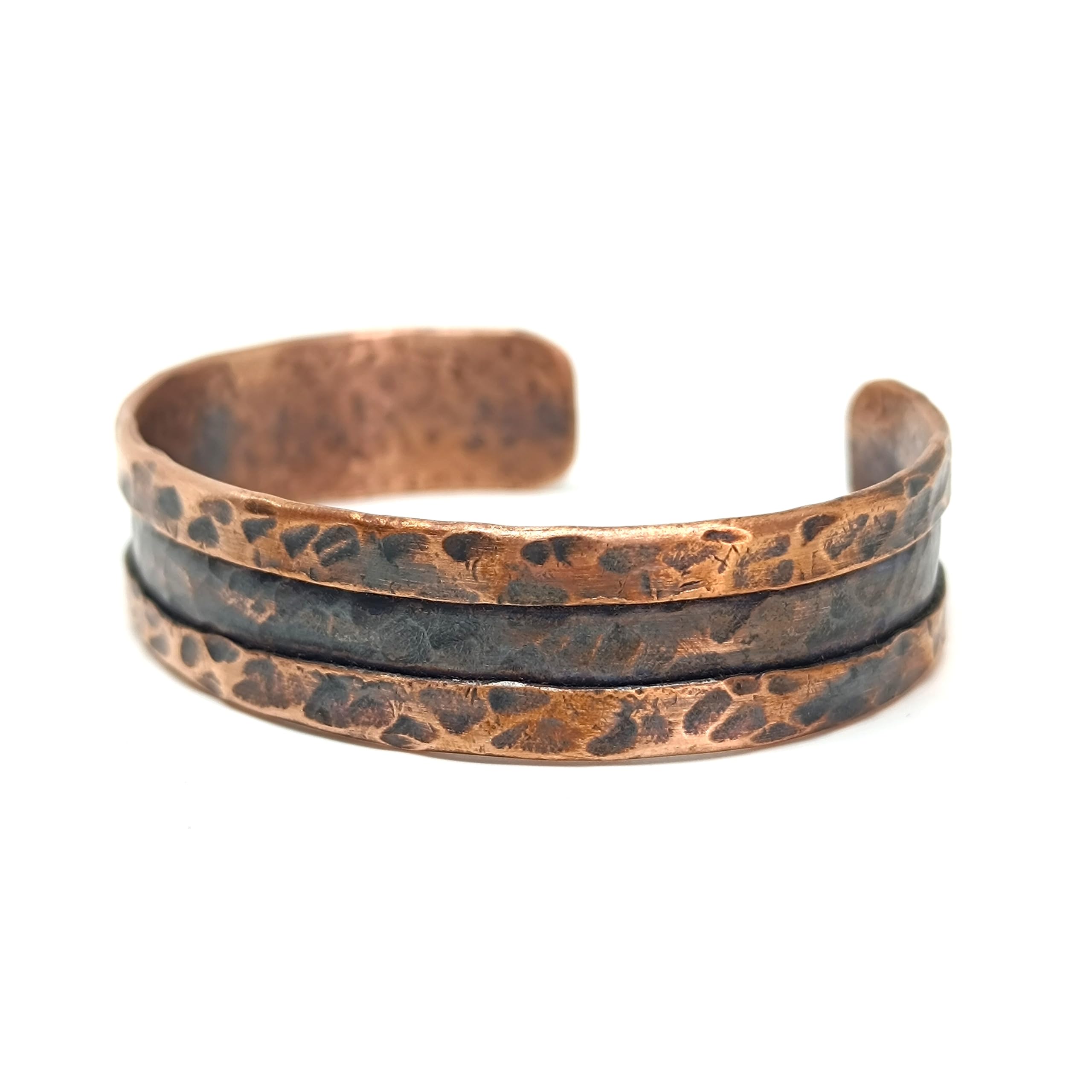 Generisch Armband aus gehämmertem Kupfer, rustikaler Wikinger-Stil, Armband aus reinem Kupfer, offener Armreif, Geschenk zum 7. Jahrestag, Therapie bei Arthritis