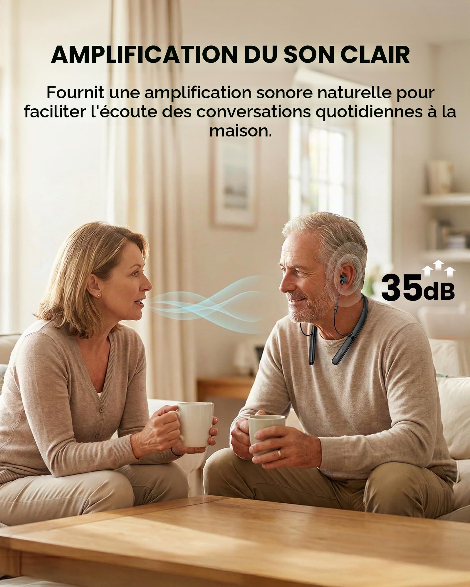 Avantree AcuEar C1 - Casque tour de cou Rechargeable pour le quotidien, à l