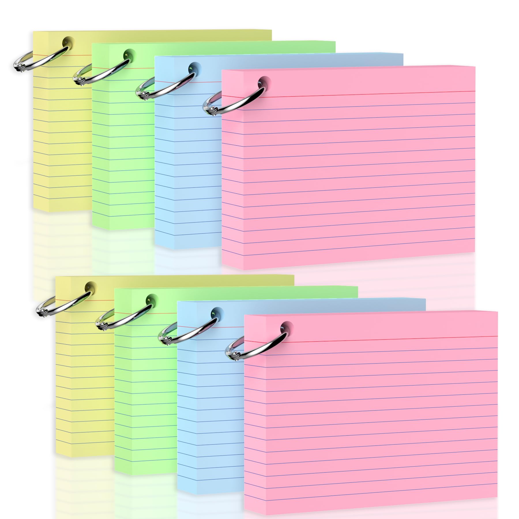 400 Pack Flashcards, Revision Cards A6 (10.2CM x 14CM), Neon Flash Card Coloured, Study Record Cards, Double-Sided Lines Ruled Cue Card, Pocket Index Prompt Notecard for School Office Home
