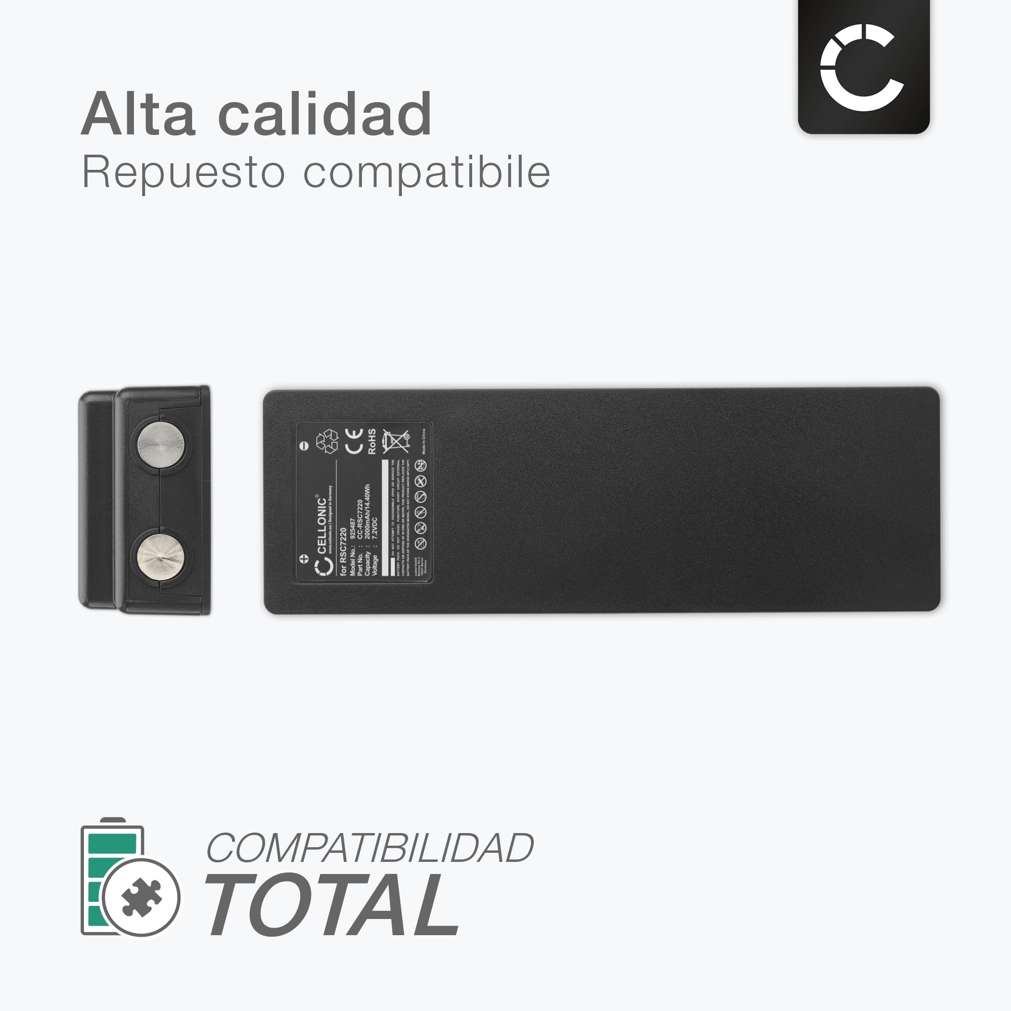 CELLONIC 2X Batería Compatible con Scanreco 592, 17162, RSC7220, 590 | 2x, (2000mAh-7.2V-NiMH), Control Remoto Batería, para Scanreco RC-400, 13445, 16131, Fassi, Effer, Fasse, 708031757, BS590