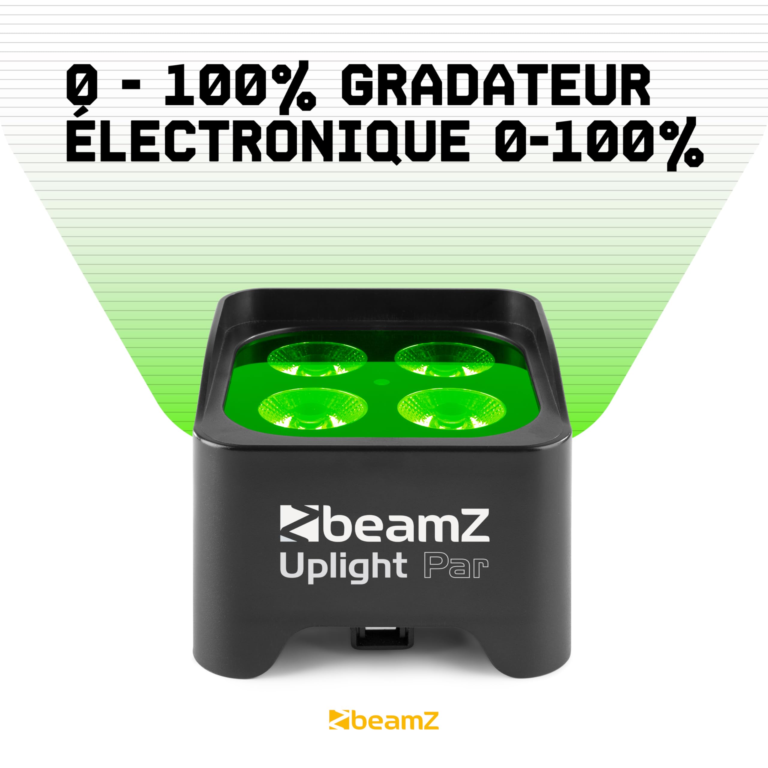 BeamZ BBP90-4x Projecteurs d’Ambiance sur Batterie - Noir, 4 x 4 Watts RGB-UV, Autonomie 20H, Câble DMX Inclus, Modes Automatiques, Idéal pour les Mariages, Architectures...