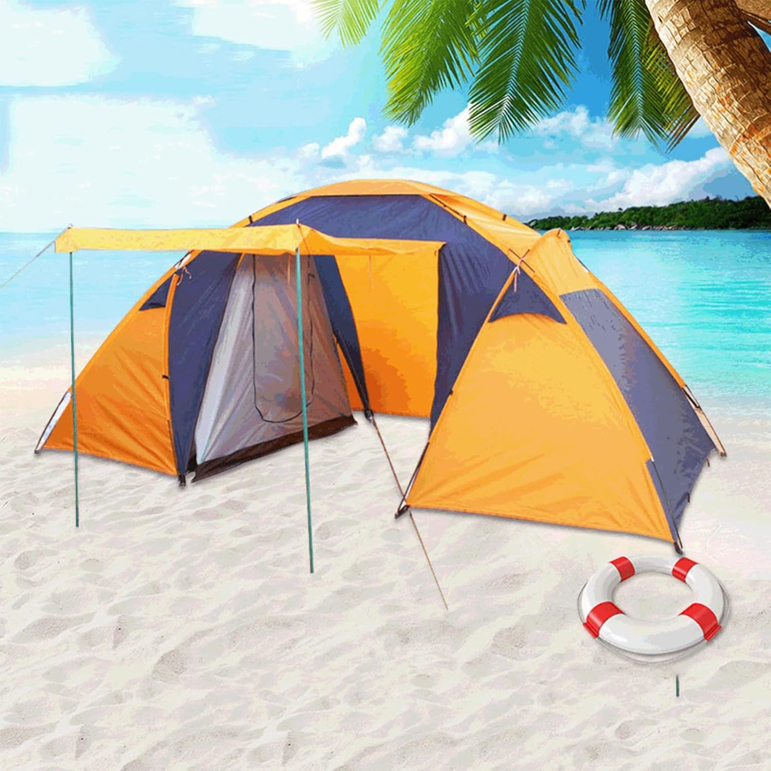 Tentes De Camping Tente Familiale Étanche CoupeVent pour 2 Chambres