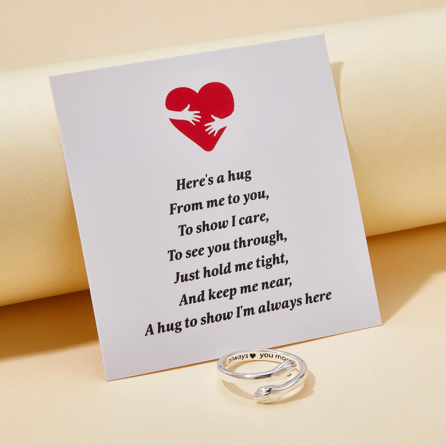 Hug Rings for Women 18K Gold Plated Gold Silver Adjustable Ring for Mother Daughter Hand Ring - Image 6