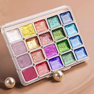 Water Colors Paint Set,20 Colors Watercolor Painting Set for Kids, Drawing Shimmer Metallic Colourful Painting Kit,Pearles...