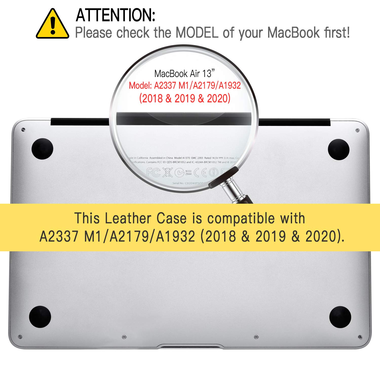 ICARER Lederhülle für MacBook Air 13 2020 2019 2018 Ultra Slim Ledertasche Vintage Leder Hülle Case Cover für Apple MacBook Air 13 Modell: A2337 M1/A2179/A1932 (Schwarz)