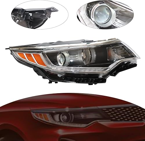 Miniatura 2 de LYNICESHOP Conjunto de faro, proyector halógeno con LED DRL para 2016-2018 Kia Optima Reemplazo (alta distribución) (lado del pasajero)