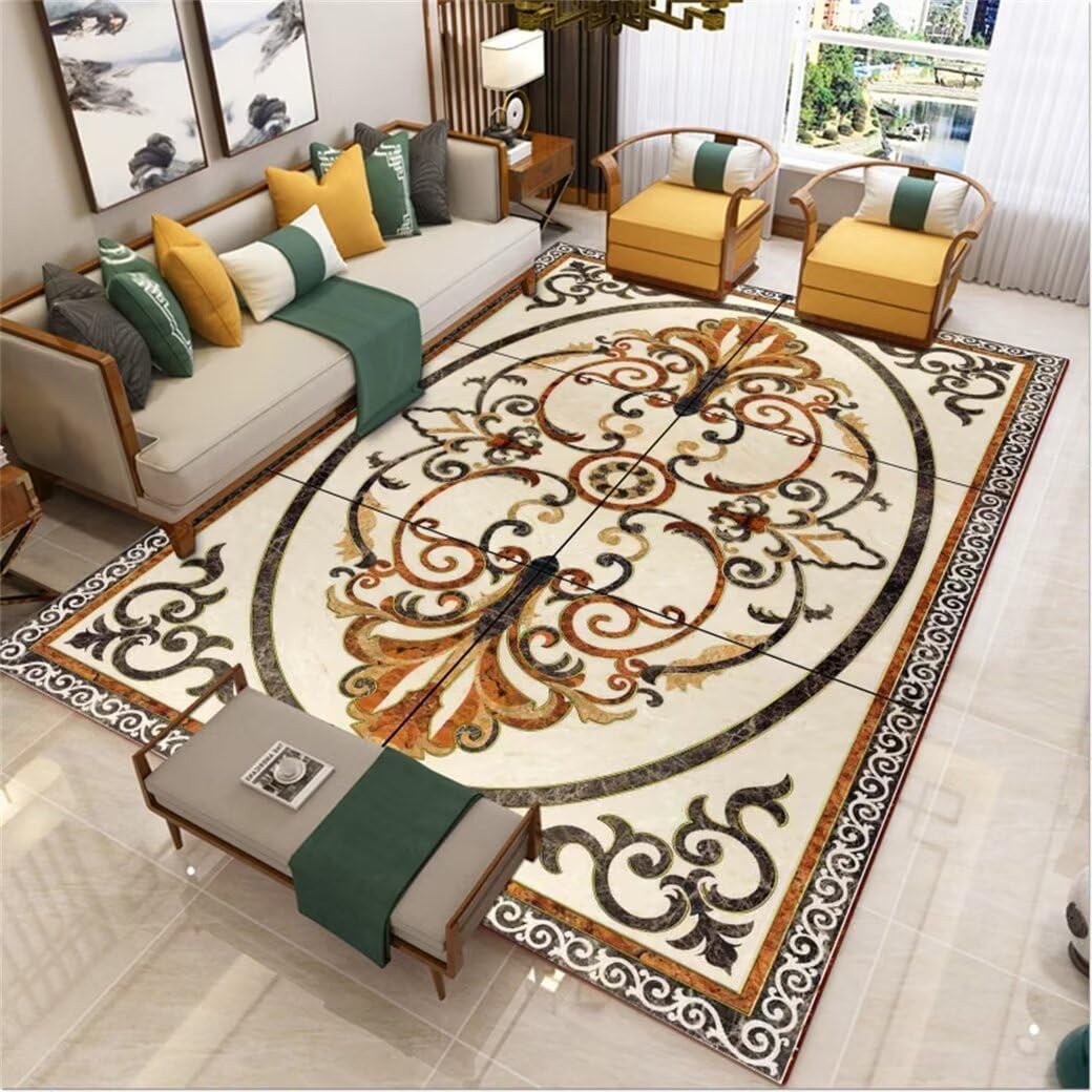 Tapis de salon anti-tache unicolore 90x120cm entretien facile