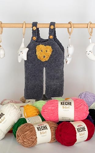 Miniatura 8 de Keche Hilo de terciopelo para ganchillo, manta de felpilla suave, voluminosa, hilo amigurumi, 3.53 oz (132 yardas), color blanco
