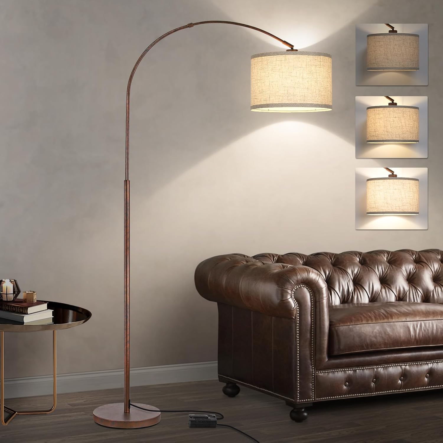 Dimmable Arc Floor Lamps for Living Room, Antique Bronze