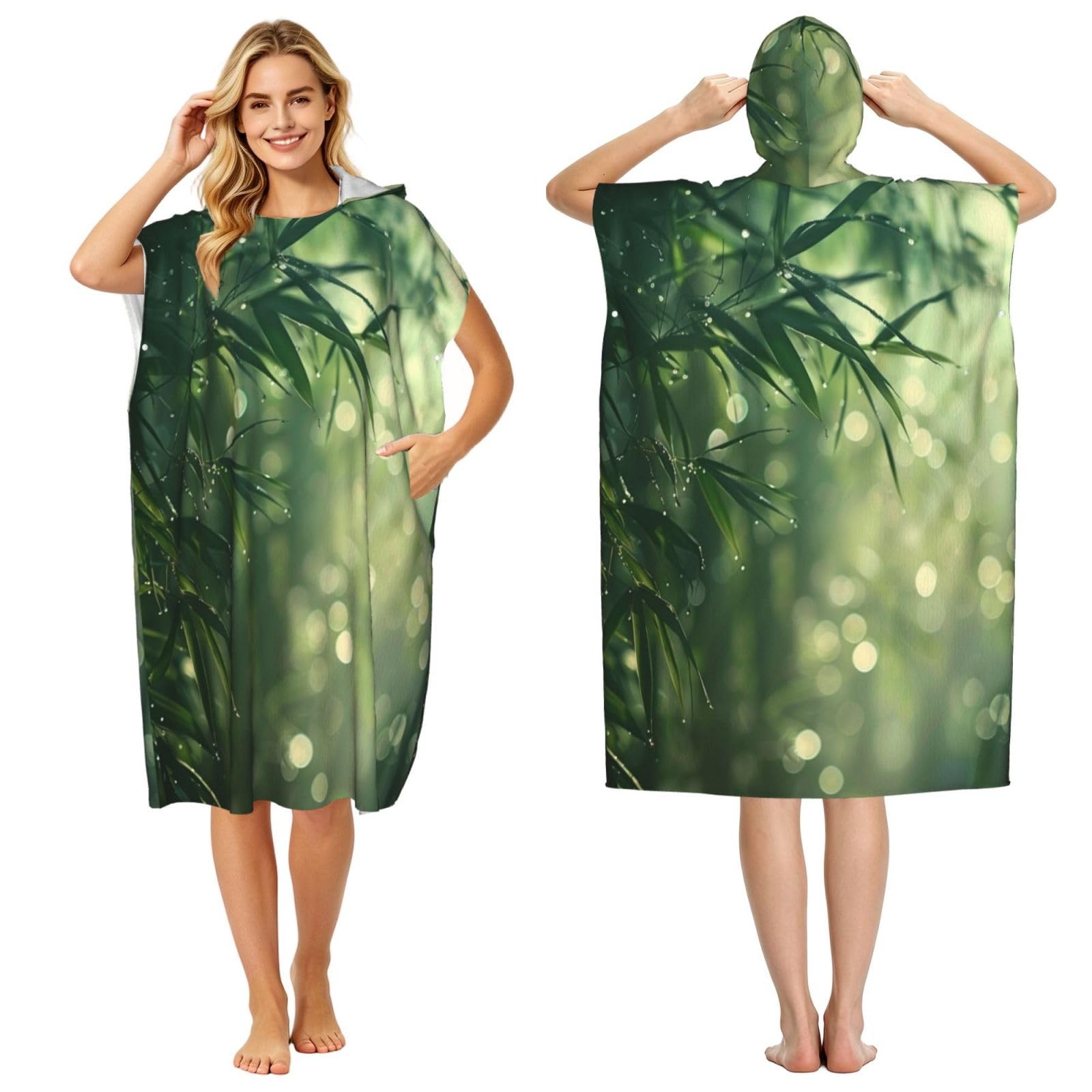 DTHKJNLSF Bamboo Adult Hooded Beach Poncho Towel