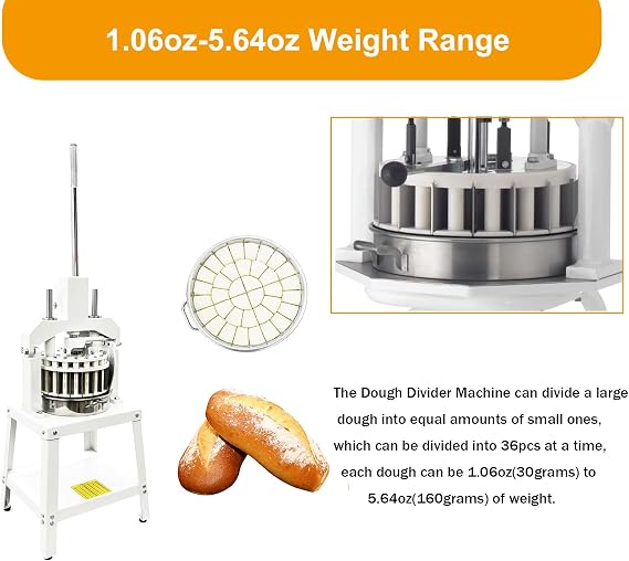 Dough Divider Rounder 36pcs Dough Cutter 1.06~5.64oz Manual Dough Equal Divider Maker Hand Press Dough Cutter Scraper Bread Maker for Bakery Desktop