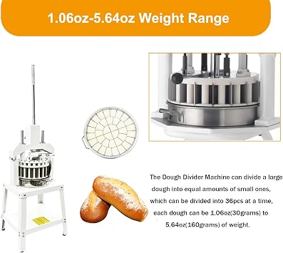 Dough Divider Rounder 36pcs Dough Cutter 1.06~5.64oz Manual Dough Equal Divider Maker Hand Press Dough Cutter Scraper Bread Maker for Bakery Desktop