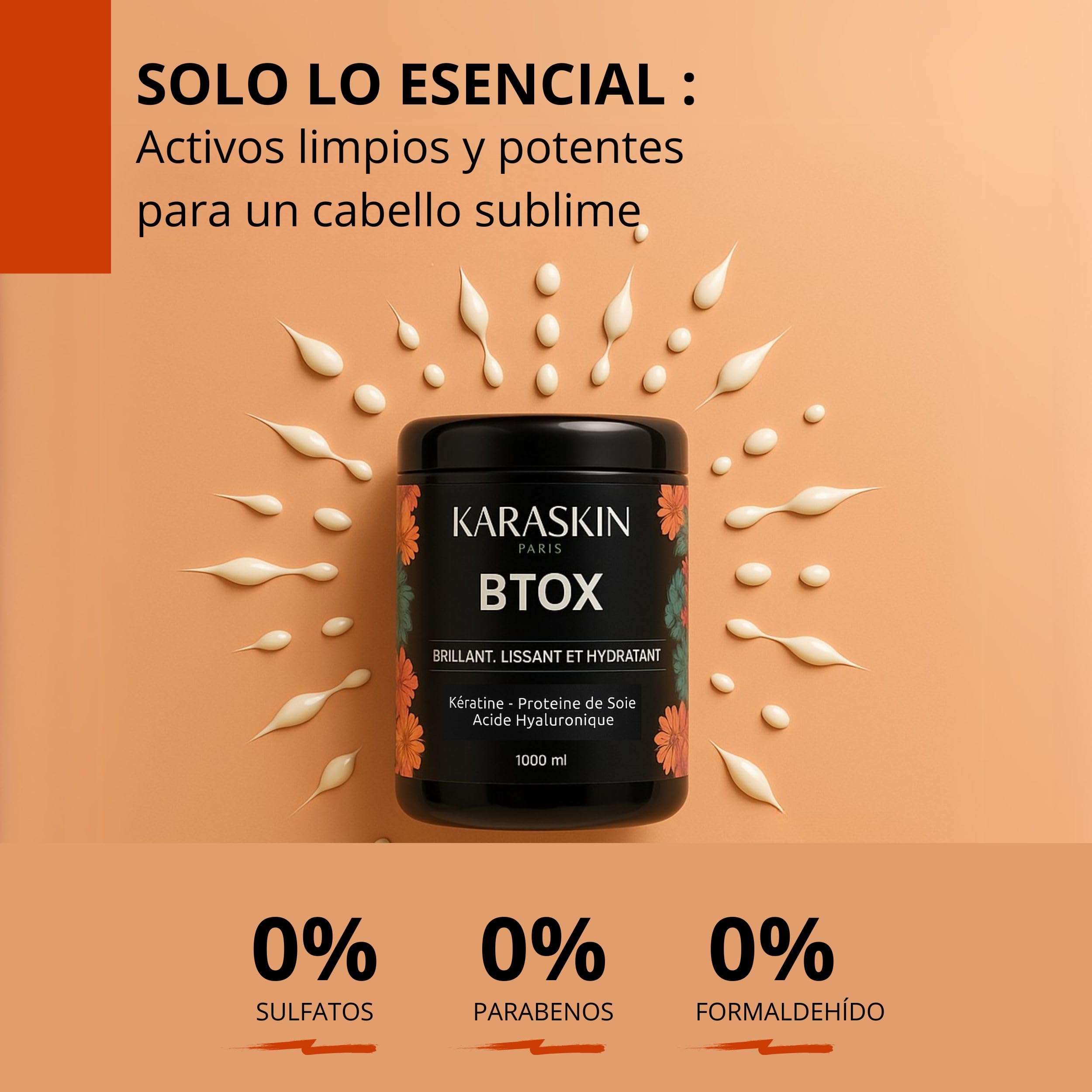 Mascarilla Capilar Profesional | Queratina, Proteína de Seda | Hidratante, Reparadora | 1000 ml (Noir)