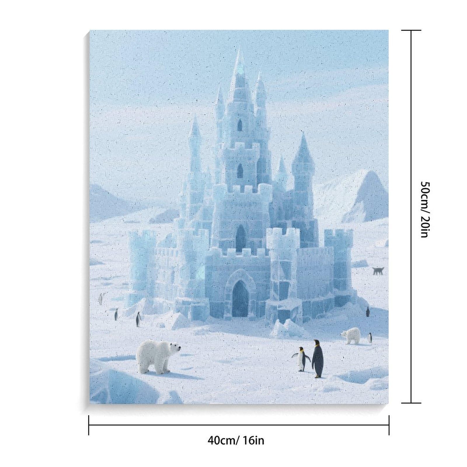KOAYUBFC Eis- und Schneeschloss, Eisfeld, Malen-nach-Zahlen-Set für Erwachsene, Anfänger, Erwachsene, Malen nach Zahlen, Kits auf Leinwand, DIY-Acryl-Ölfarben, Gemälde mit Pinseln für Geschenk
