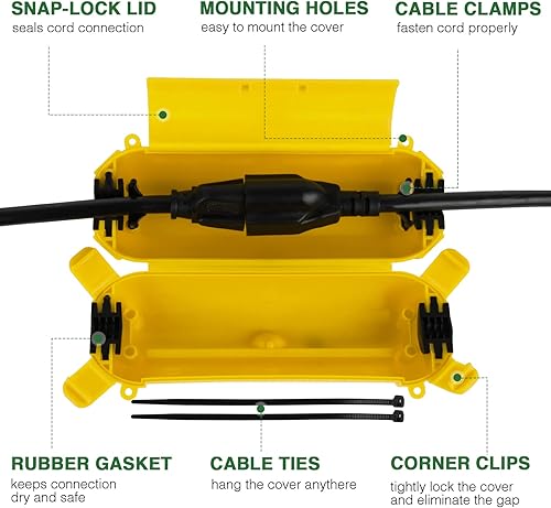Miniatura 2 de Paquete de 3 Cubierta de seguridad para cable de extensión para exteriores con sello impermeable, caja de conexión eléctrica resistente a la
