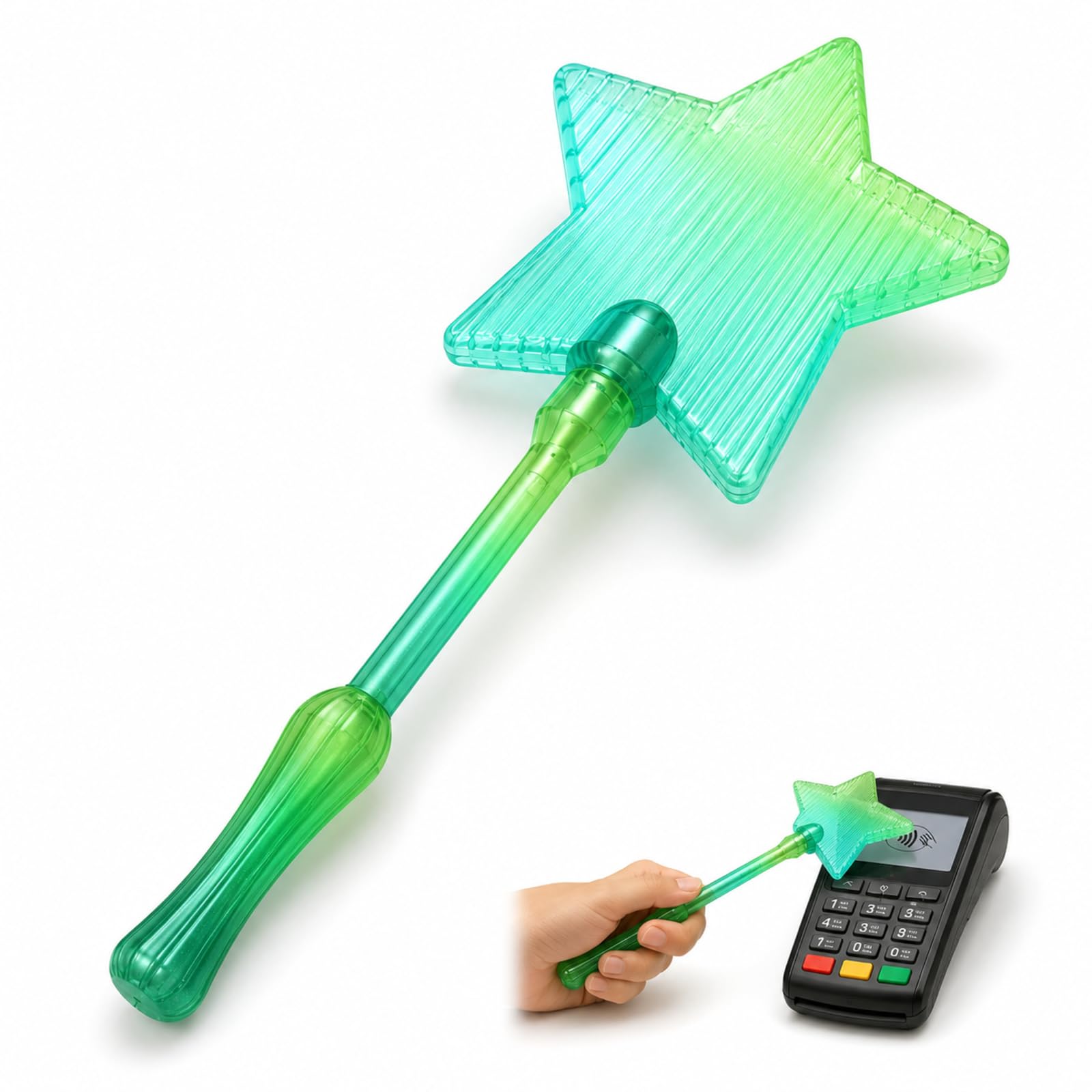 STIFFENERS Credit Card Wand, Glazed Green Card Holder and Tap to Pay Wand, Reinforced Contactless Payment Card Holder for Transit Passes, Cosplay, and Daily Commute