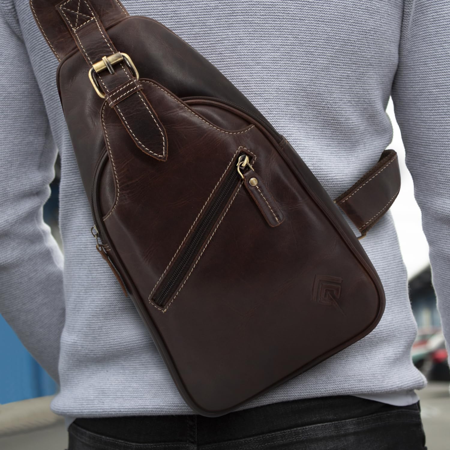 JOREY Herren Leder Umhängetasche Echtleder Robuste Crossbody Bag