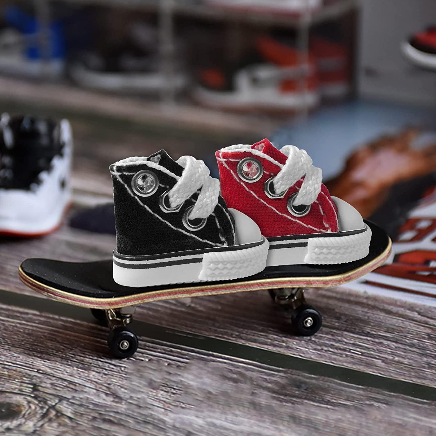 SPITBOARDS Fingerboard Mini Finger Shoes Designed for Use When Fingerboarding -Pair - Black
