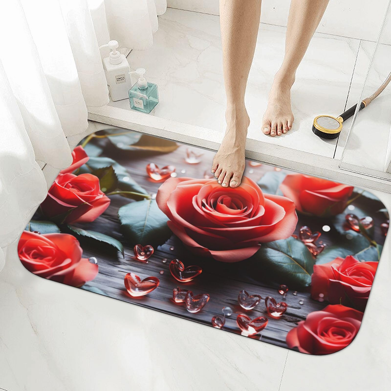 Tapis de bain en pierre rose 50x80 cm absorbant pour douche