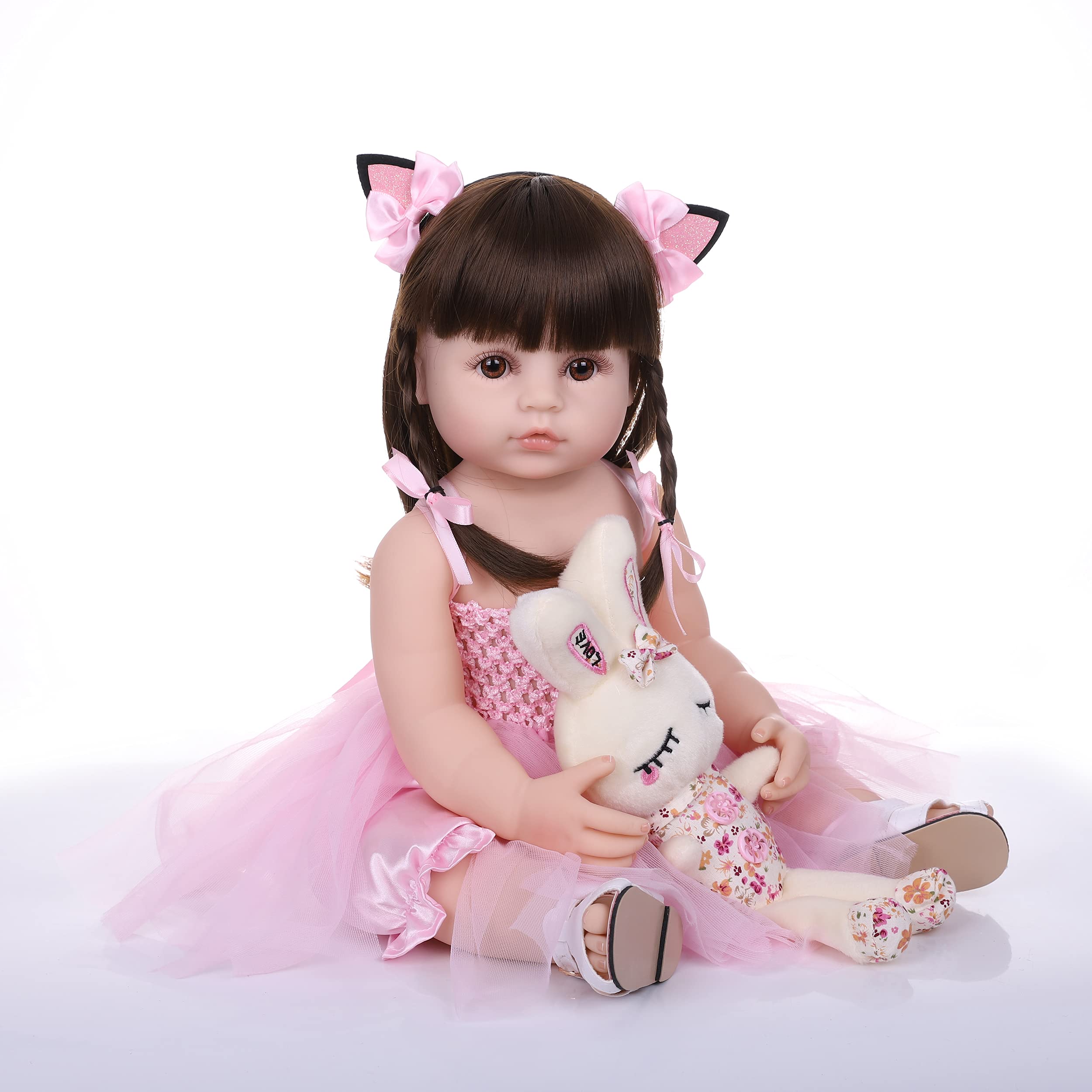 ZIYIUI Bambole Reborn Femmine 22 Pollici 55 cm Realistico Bambole Reborn Originali Tutta in Silicone Bambole Neonate che Sembrano vere Ragazza Giocattolo per bambini