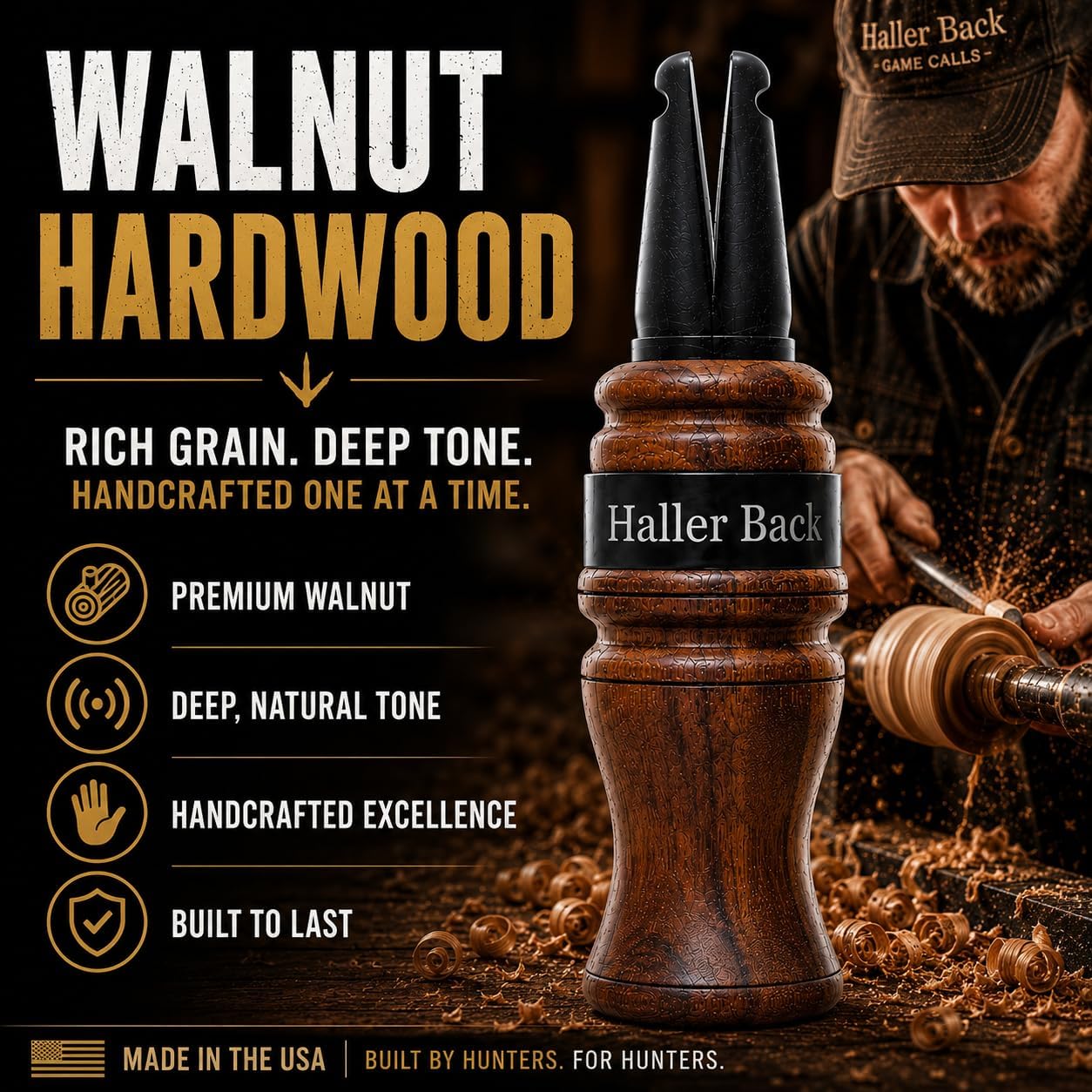 Haller Back Handcrafted Crow Call – Premium Hardwood Crow Call & Turkey Locator with Realistic Crow Sounds for Serious Turkey Hunters
