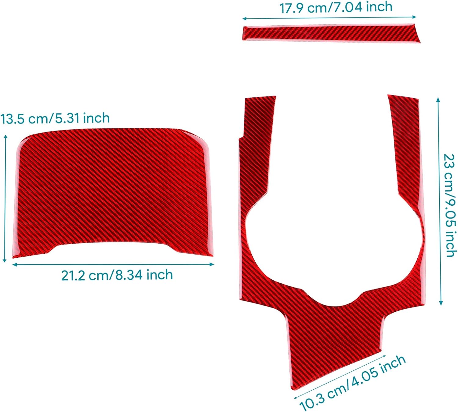 Storage Box Gear Shift Panel, Real Carbon Fiber Covers for Alfa Romeo Giulia(2015-2019), for Stelvio(2017-2019), Back Seat Dashboard Trim Interior Accessories (LHD), Red