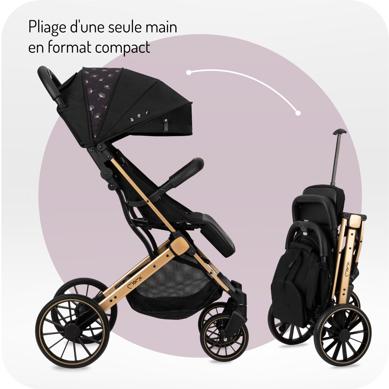 Poussette MoMi ESTELLE DAKAR à partir de 6 mois (jusqu'à 22 kg), poussette pliante avec harnais de sécurité 5 points, panier de courses avec fonction de dépliage, poignée télescopique de traction
