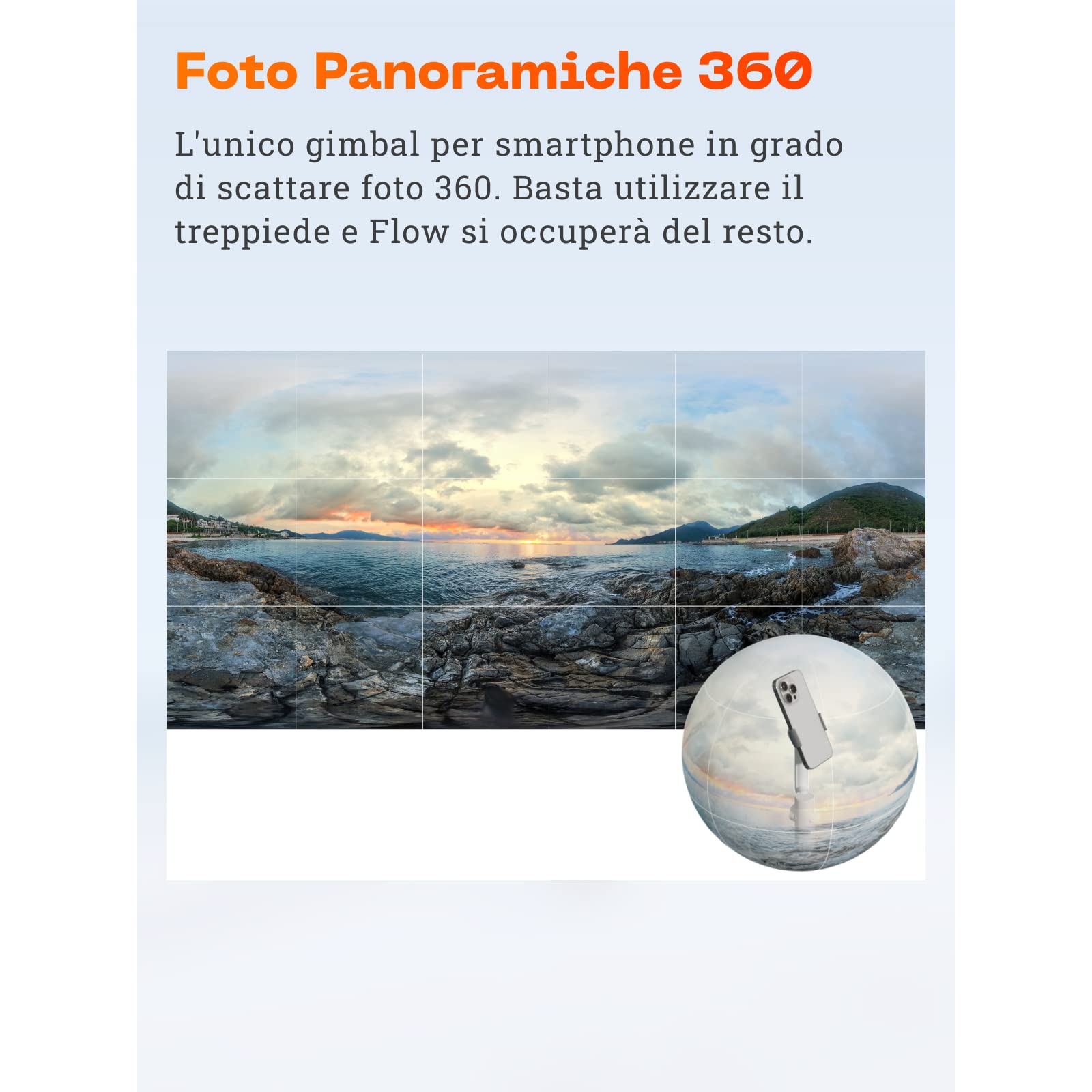 Insta360 Flow - Stabilizzatore per smartphone potenziato dall'IA, dotato di tracciamento, stabilizzazione a 3 assi, selfie stick e treppiede incorporati, portatile e pieghevole, Grigio Pietra