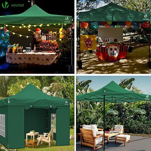 Miniatura 6 de VOUNOT Tienda de campaña desplegable de 10 x 10 pies con paredes laterales, toldo impermeable instantáneo resistente con bolsa enrollable y pesas