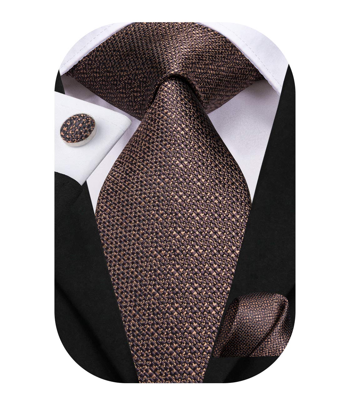 DubulleMens Paisley Stripe Tie Set for Men Handkerchief Cufflinks Wedding Formal Tie Set
