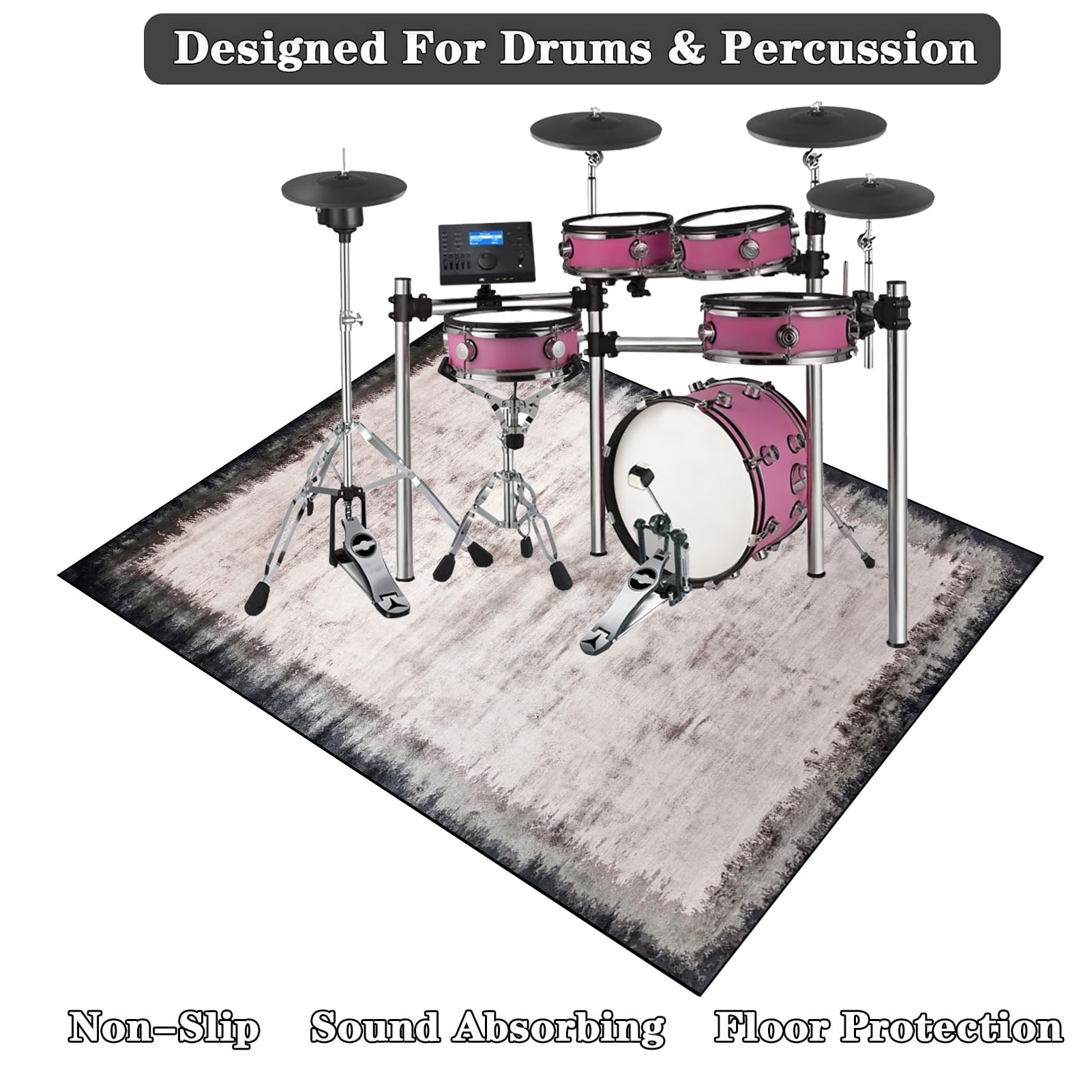 Drum Teppich Schlagzeug Teppich Schallschutz Teppich Quadratische Schallschutzmatte rutschfeste Trommel Teppiche Schallschutzdecke Für Bass Drum Snare, 200 x 160 cm Schlagzeugteppich, Drum Matte