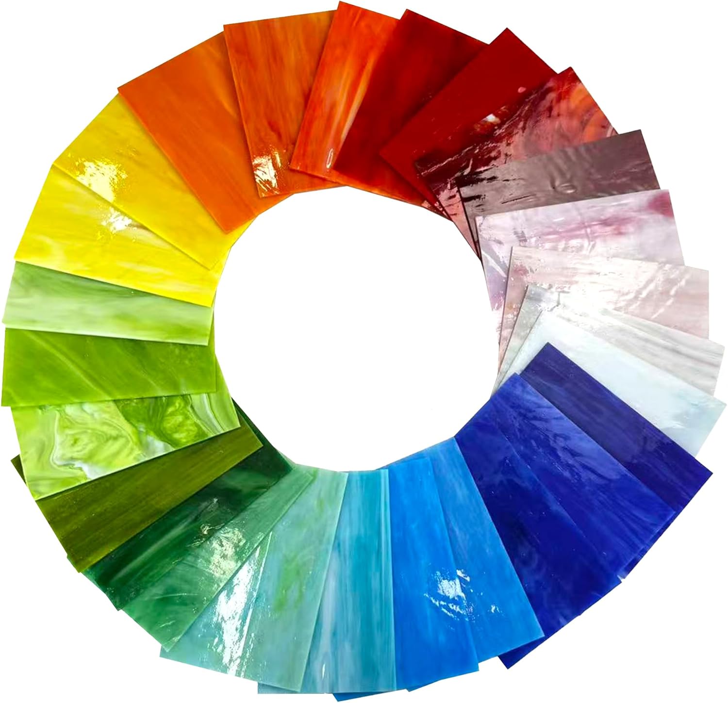 26 Sheets Opaque Stained Glass Kit for Beginners - 6 x 4 Inch Colored Opalescent Art Glass for Mosaic Art, DIY Starter Projects & Craft Supplies - Easy to Cut & Shape