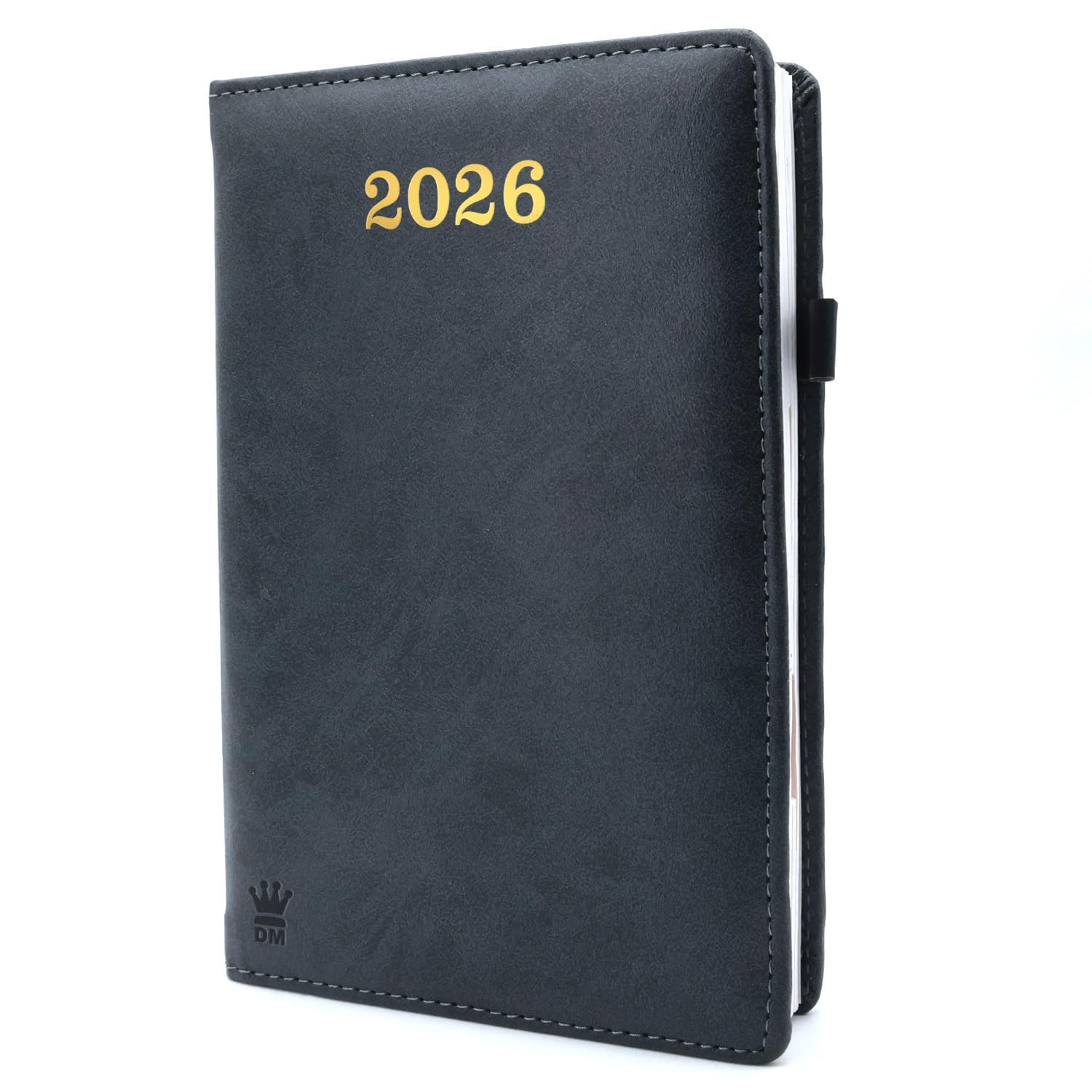 Diarymart Leather Cover Hard Bound 2026 Diary with Dates I One Day To A Page Format I 2026 Daily Planner with Monthly Calendar, New Year Diary 2026 I A5 Size 21.8x14.2 Cm I 344 Pages (Black)