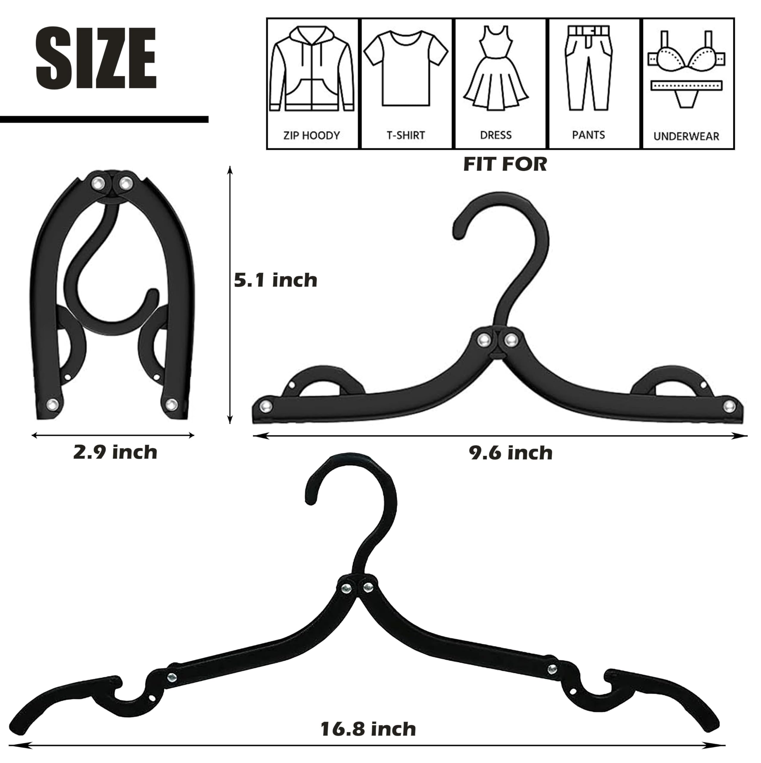 Grucce pieghevoli da viaggio, portatili, in plastica, accessori da viaggio, stendibiancheria, appendiabiti pieghevoli, per viaggi, campeggio, camper, crociere, dormitorio, scuola, hotel