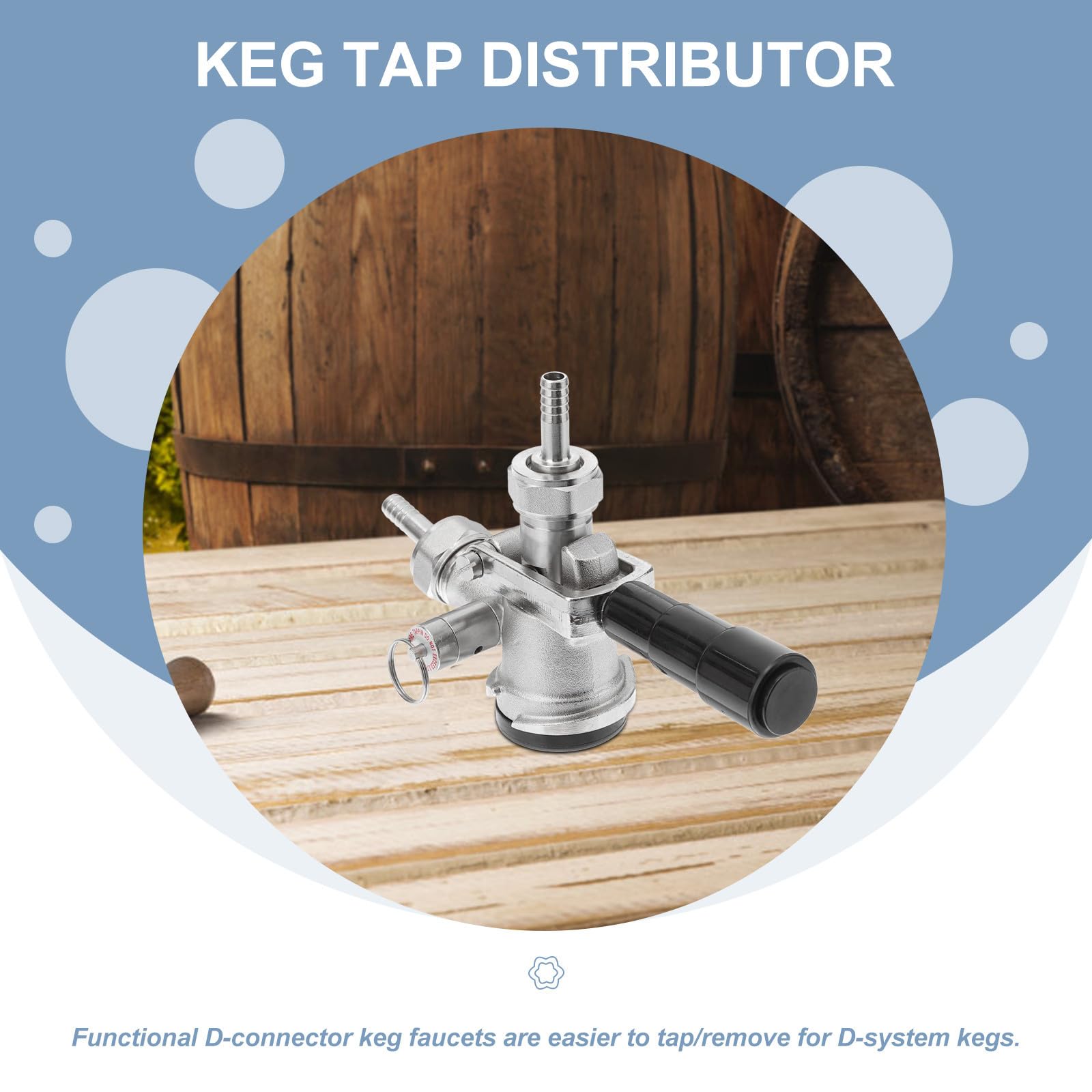 Keg Kuppler für Bier, D System Bierfasskupplung, 1 Set, mit Druckentlastungsventil, für Kegerator und Home Bars