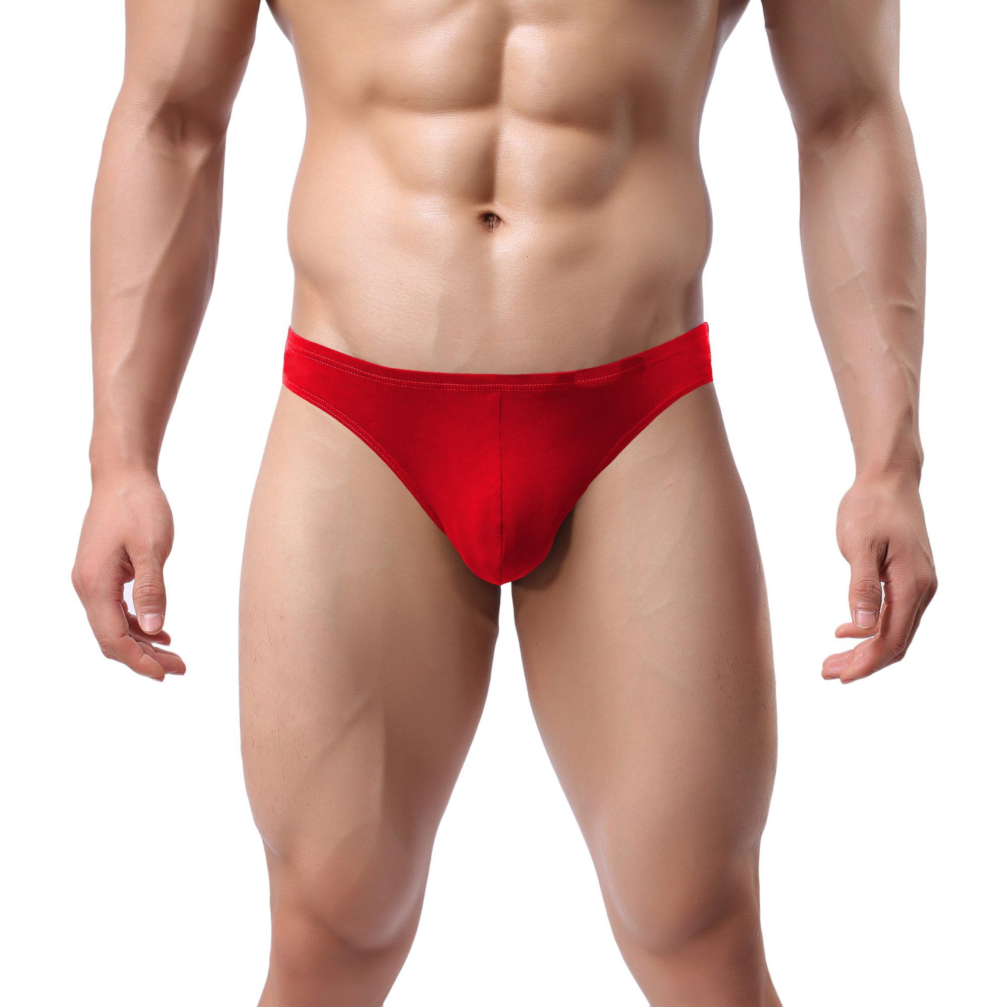 Men High Cut Sexy Brief Underwear Men's Classic Low Rise Stretchy Hip Briefs Bikini Red-image-12