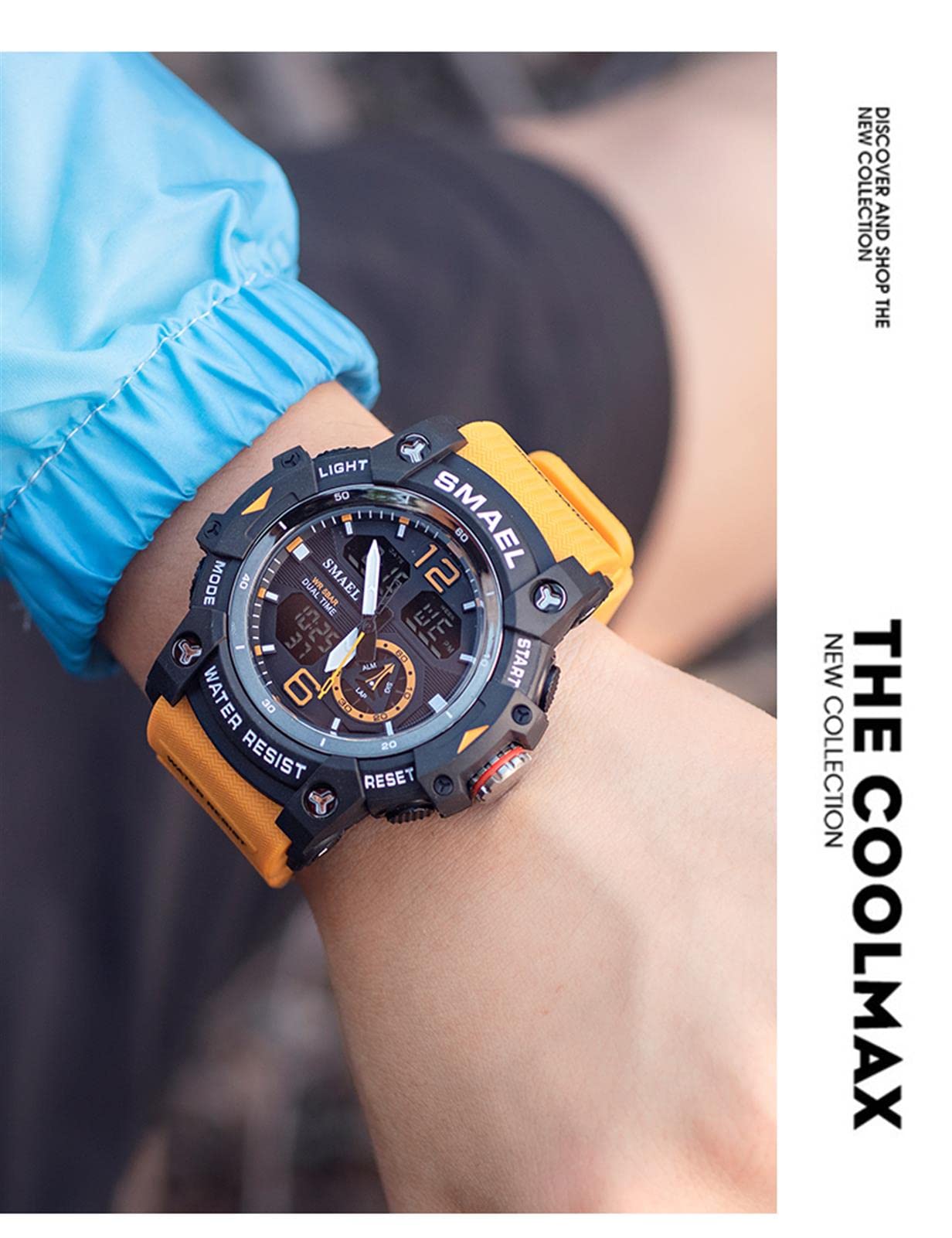 Homme Montres Militaire de Sport, étanche à 5 ATM Montres avec LED Analogique Digitale Montres Lumière Alarme Et Calendrier Date