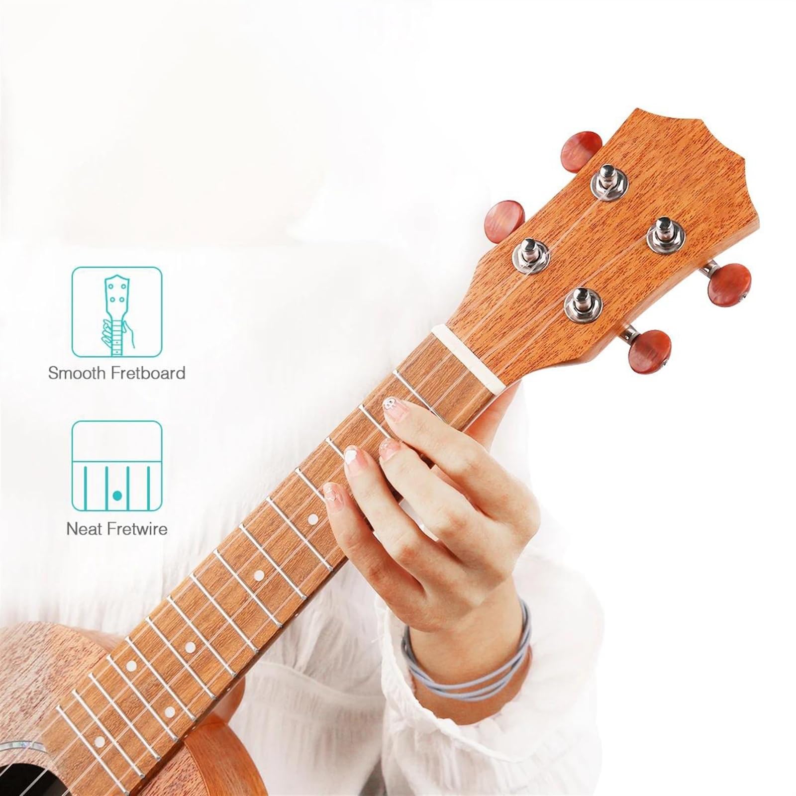 23-Zoll-Akustik-Konzert-Ukulele-Set, Mahagoni-Sperrholz-Ukelele Mit Tasche, Ukulele-Gurt, Ersatzsaiten Ukulele für Anfänger