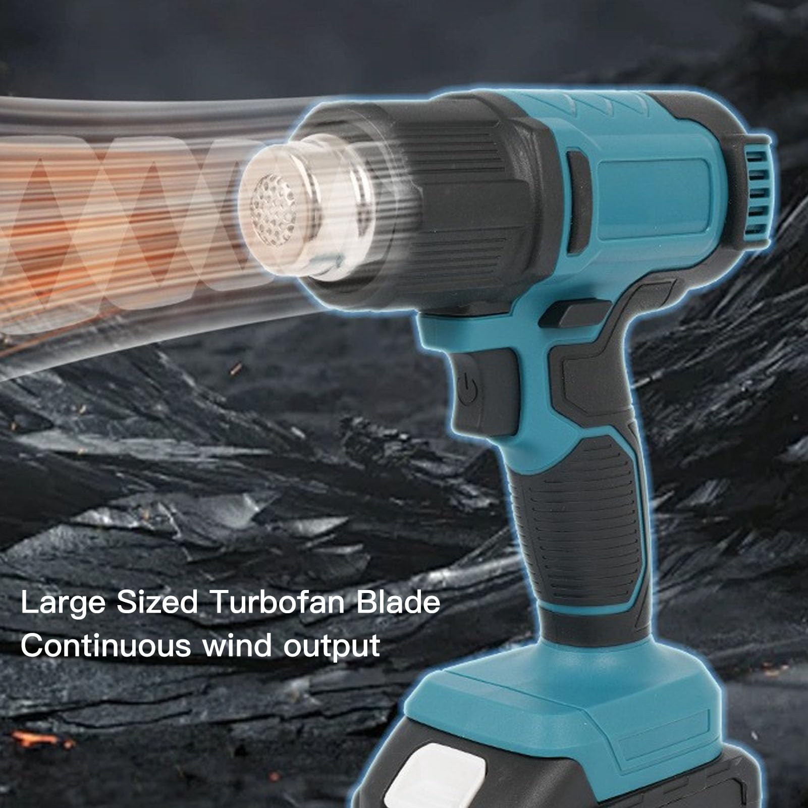 Pistola de calor inalámbrica, temperatura ajustable con batería y flujo de aire calentamiento rápido para reparación electrónica eliminación de pintura ABS azul