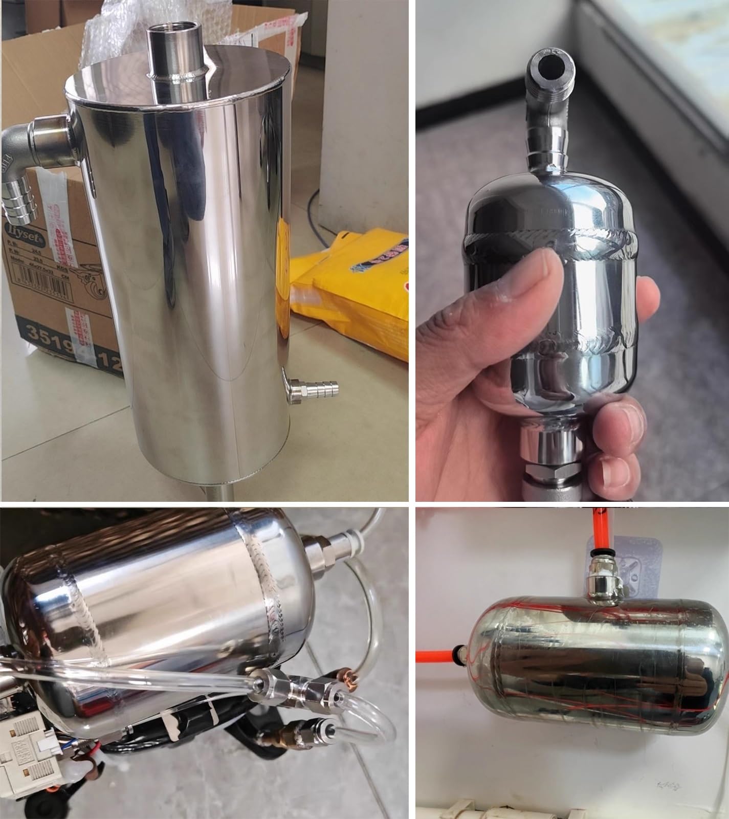 Lufttank Kleiner, Tragbarer Luftkompressortank, Druckbehälter aus Edelstahl zur Gasspeicherung, Luftkartusche (0,1–0,8 L) für Pneumatische Systeme/Autoreifen(0.3L/0.079 Gal)