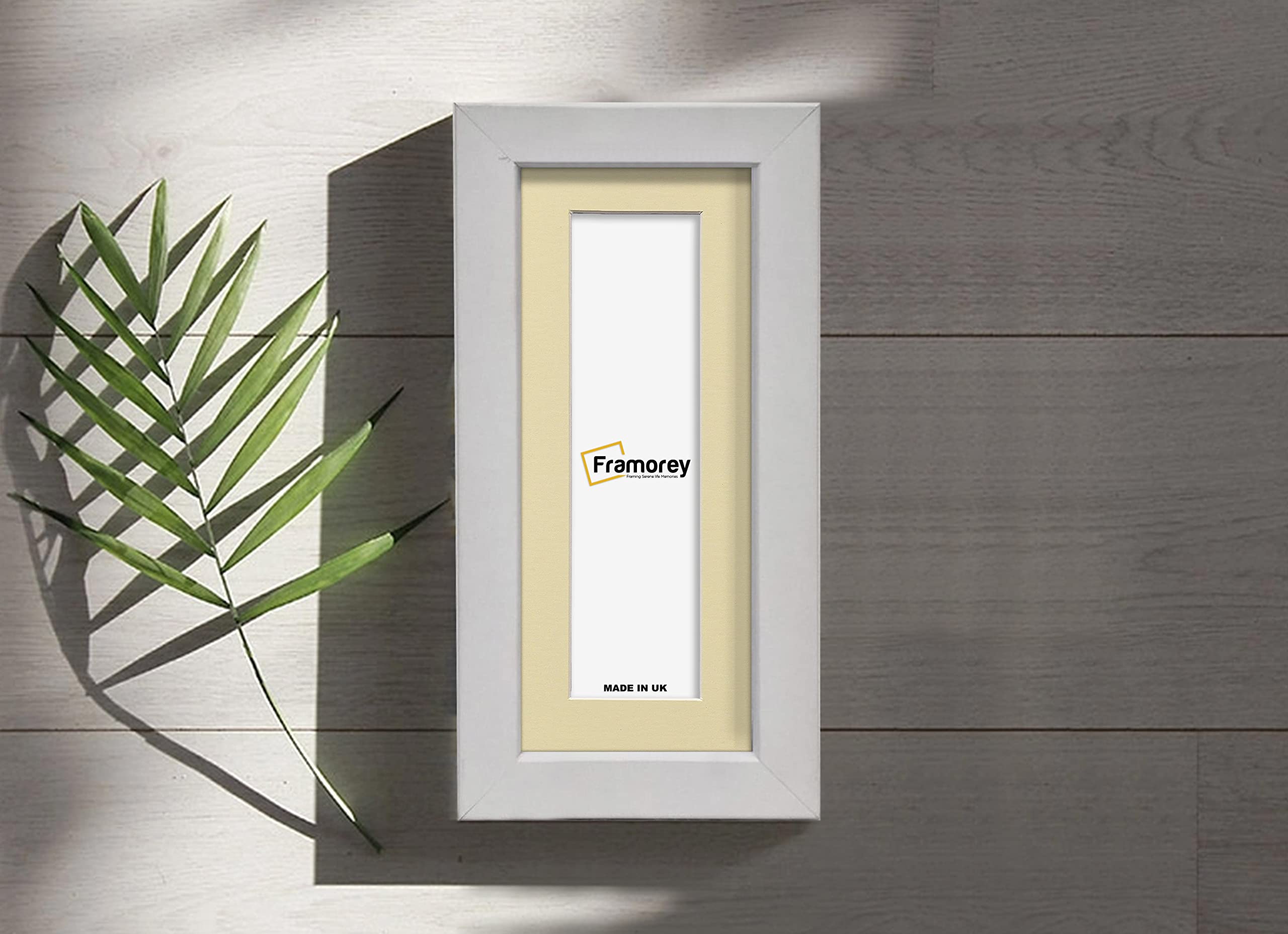 Framorey Framing Serene Life Memories White With Ivory Mount Framorey Box Molding Panorama Style 30X24" Engraved Solid White Picture Frame With 26X20" Ivory Mount, Personalized Photo Frame, Black Photo Frame