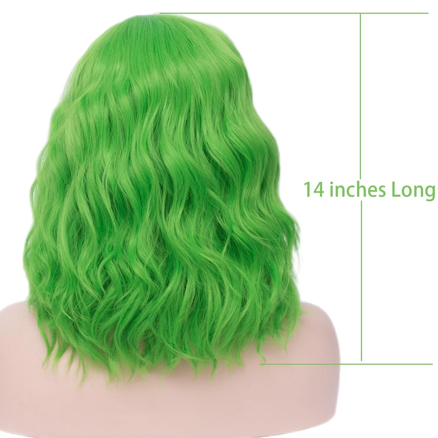 Aicos Green Curly Wigs for Women Short Green Bob Wig for Daily Dress Carnival Party Masquerade Party Halloween - Image 3