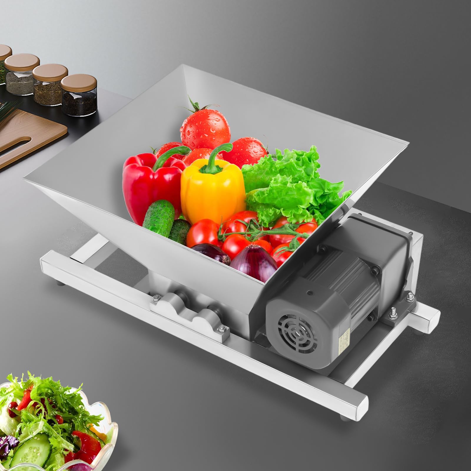 LyeXD Electric Fruit Grinding Machine, 4L/1.06gal Electric Bread Crusher Grinder Brown Sugar Breaking Machine, Commercial Fruit Scratter Pulper for Crushing Peeled and Cubed Fruits, Bread