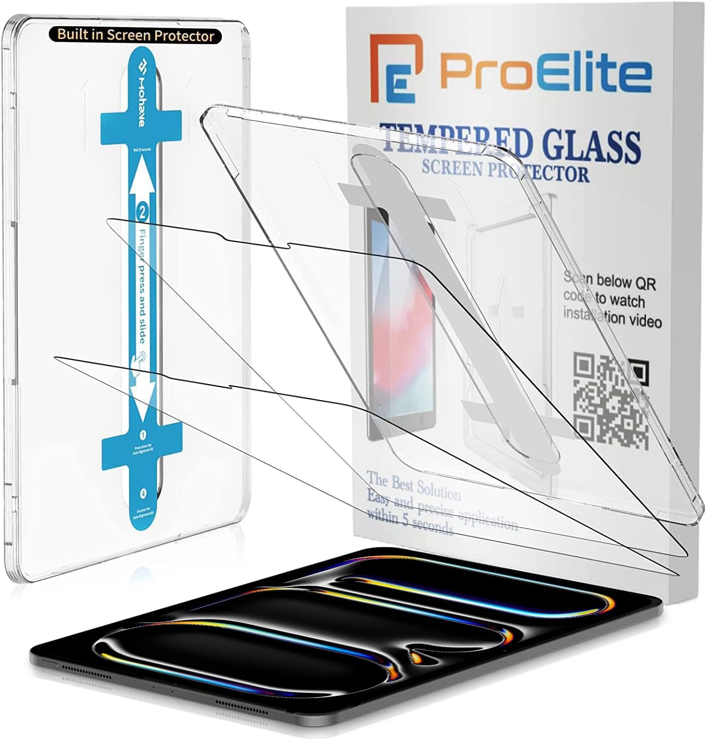 ProElite Tempered Glass Screen Protector for Apple iPad Pro 11 inch 2024 M4 with Auto Alignment Kit, tempered glass for iPad Pro 11 inch 2024