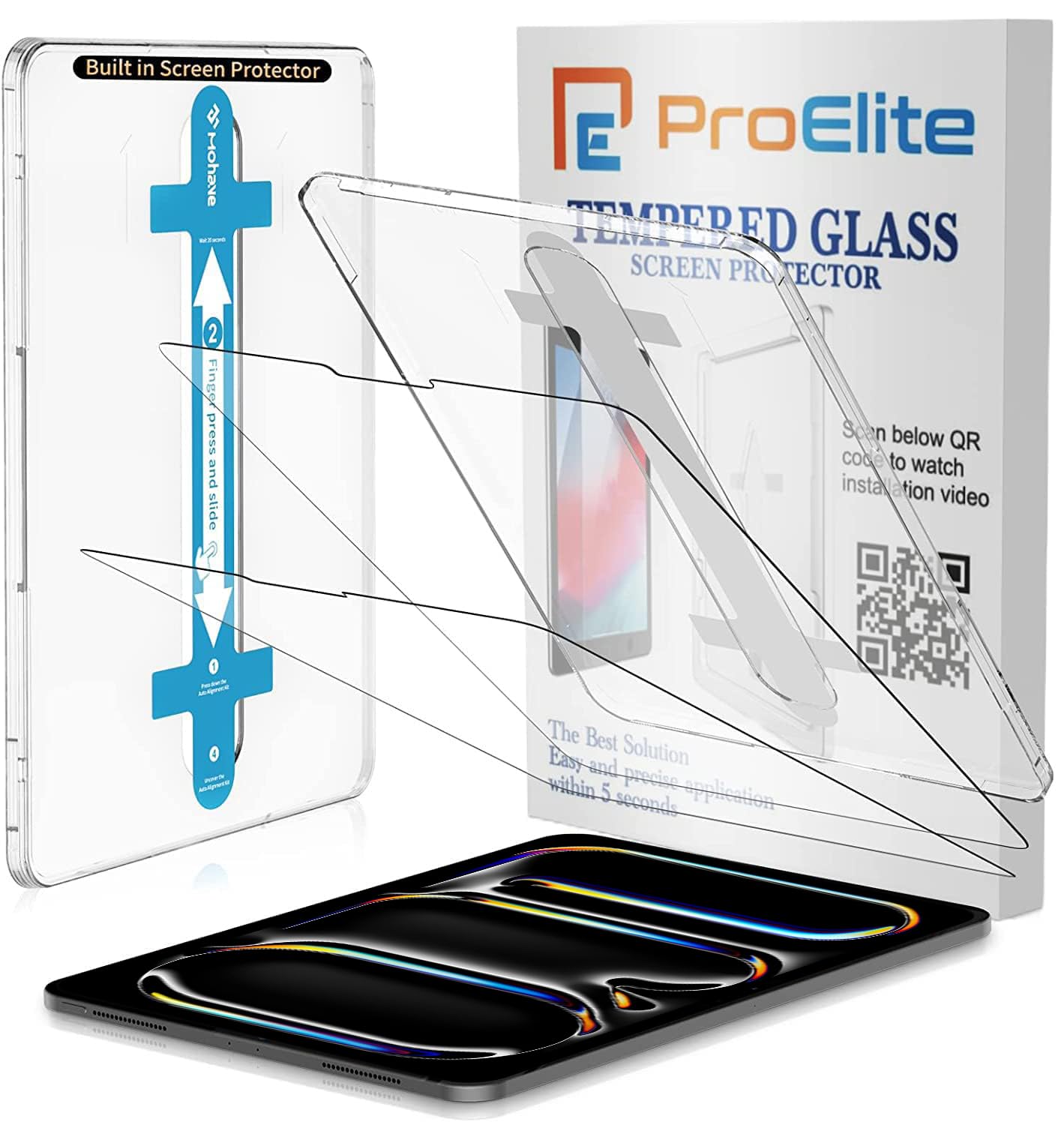 ProElite Tempered Glass Screen Protector for Apple iPad Pro 11 inch 2024 M4 with Auto Alignment Kit, tempered glass for iPad Pro 11 inch 2024