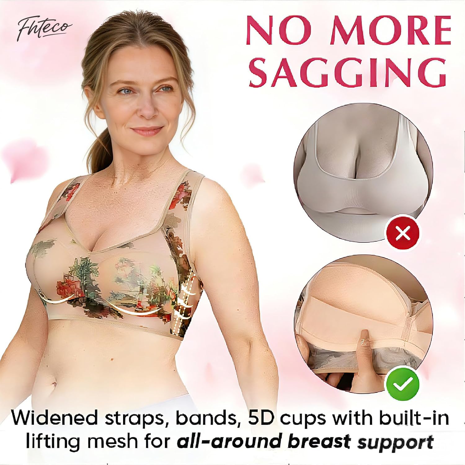 Smoothing Bra Anti Sagging Wireless Push Up Bras for Women No Underwire Full Coverage Bra Comfy Bras for Women