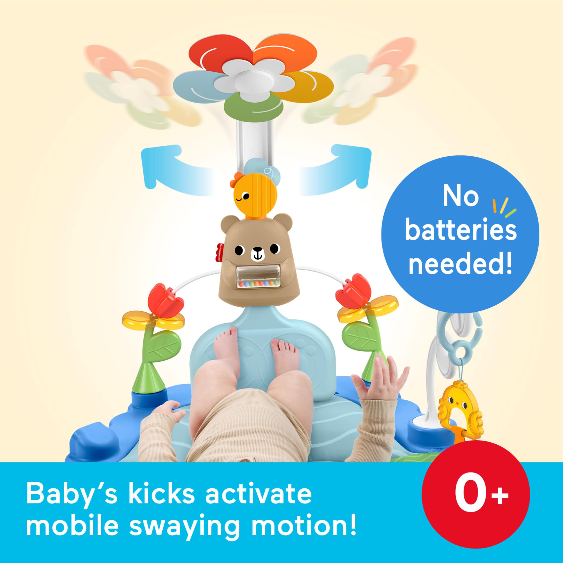 Fisher-Price Alfombrilla de Juego para bebés 3 en 1 pataditas y balanceo, Juguete de Actividades sensoriales para el Desarrollo de bebés recién Nacidos, a Partir de 0 Meses, JMT98