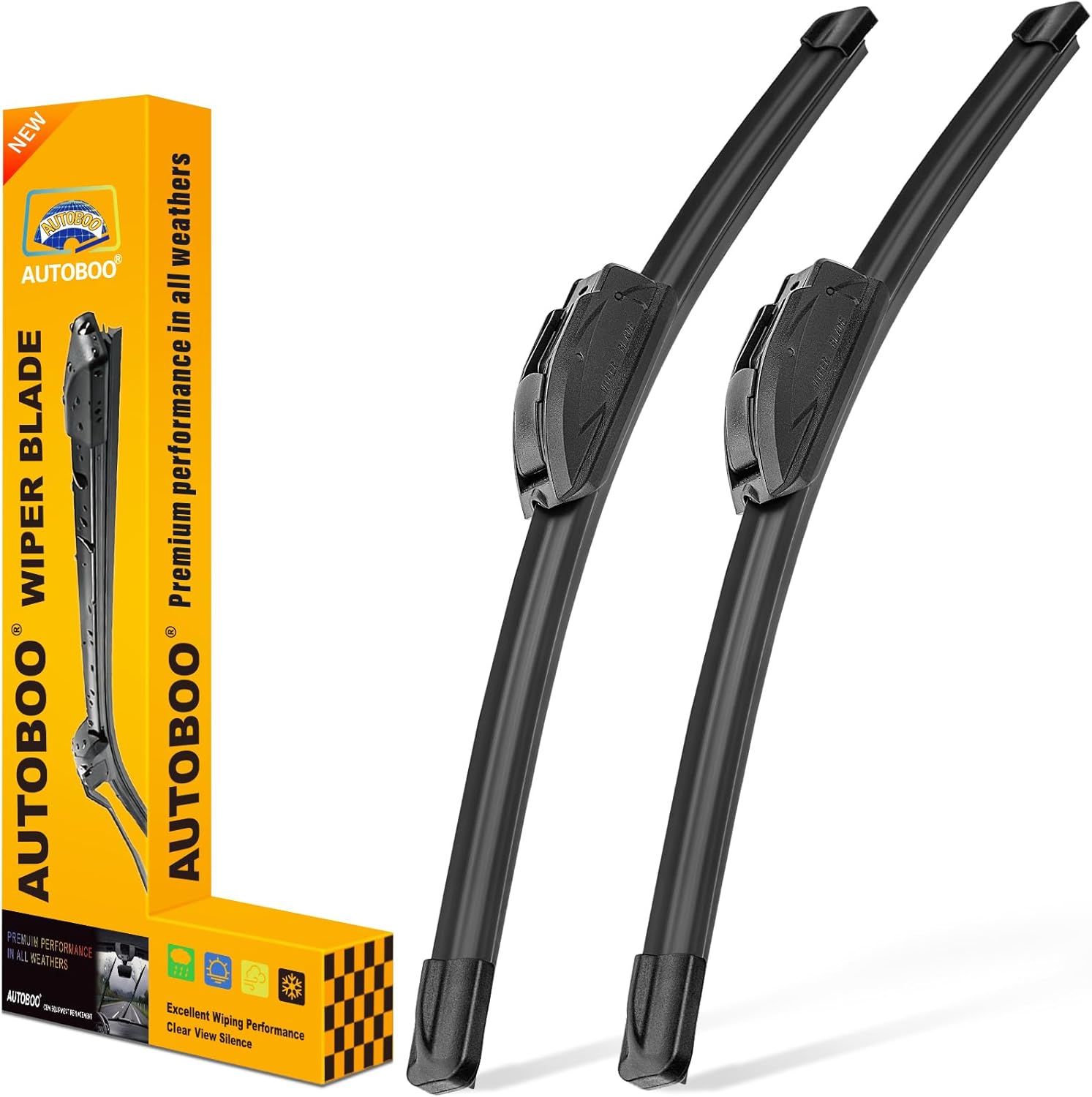 AUTOBOO 26 and 16 Windshield Wipers Blades (Pack Of 2),OEM Quality Premium All-Seasons Wiper blades,Stable and Quiet Armor wiper blades